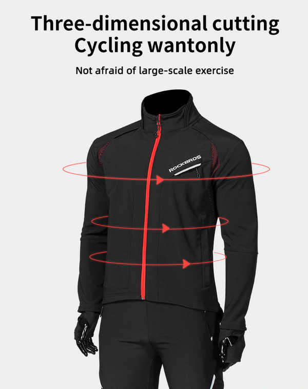 ROCKBROS Cycling Clothing Set Winter Thermal Fleece (schwarz/rot)